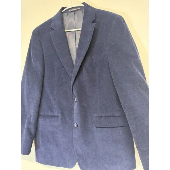 Tommy Hilfiger Men Modern-Fit Stretch Corduroy Sport Coat Cobalt Blue Cotton 40R